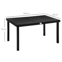 Gartentisch Esstisch wetterfest für 6 Personen Aluminium schwarz