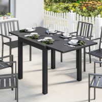 Gartentisch ausziehbar rechteckig für 4 bis 6 Personen Aluminium
