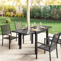 Gartentisch ausziehbar rechteckig für 4 bis 6 Personen Aluminium