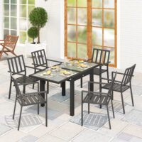 Gartentisch ausziehbar wetterfest Outdoor Buffet schwarz
