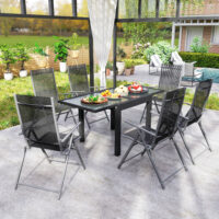 Gartentisch ausziehbar wetterfest Outdoor Buffet schwarz