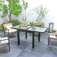 Gartentisch ausziehbar wetterfest Outdoor Buffet schwarz
