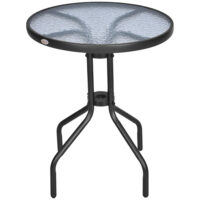 Gartentisch Balkontisch Bistrotisch rund mit Glas 60cm Metall