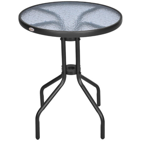 Gartentisch Balkontisch Bistrotisch rund mit Glas 60cm Metall