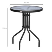 Gartentisch Balkontisch Bistrotisch rund mit Glas 60cm Metall