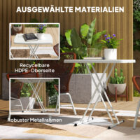 Gartentisch Bistrotisch tragbar Outdoor für Garten Terrasse weiss