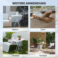 Gartentisch Bistrotisch tragbar Outdoor für Garten Terrasse weiss