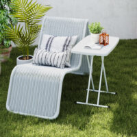 Gartentisch Bistrotisch tragbar Outdoor für Garten Terrasse weiss
