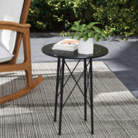 Gartentisch Bistrotisch rund mit Blumenmuster Stahl schwarz