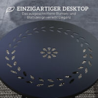 Gartentisch Bistrotisch rund mit Blumenmuster Stahl schwarz