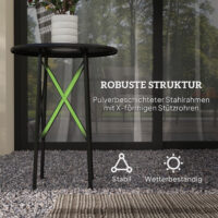 Gartentisch Bistrotisch rund mit Blumenmuster Stahl schwarz