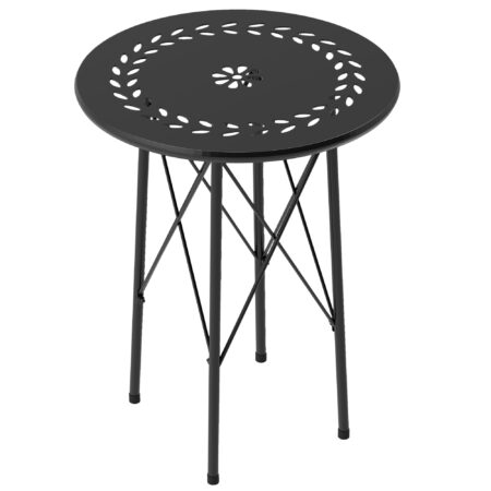 Gartentisch Bistrotisch rund mit Blumenmuster Stahl schwarz