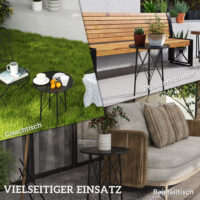 Gartentisch Bistrotisch rund mit Blumenmuster Stahl schwarz