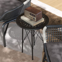 Gartentisch Bistrotisch rund mit Blumenmuster Stahl schwarz