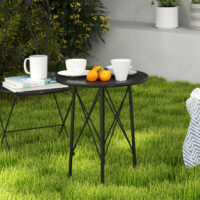 Gartentisch Bistrotisch rund mit Blumenmuster Stahl schwarz