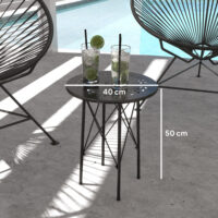 Gartentisch Bistrotisch rund mit Blumenmuster Stahl schwarz