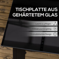 Gartentisch wetterfest mit Glasplatte für 6 Personen schwarz