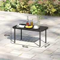 Gartentisch rechteckig wetterfest mit Lamellentischplatte Metall