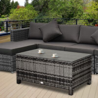 Gartentisch Beistelltisch Balkon wetterfest Polyrattan grau