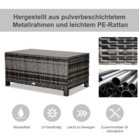 Gartentisch Beistelltisch Balkon wetterfest Polyrattan grau