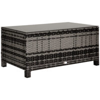 Gartentisch Beistelltisch Balkon wetterfest Polyrattan grau