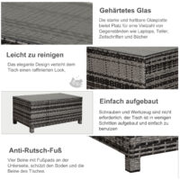 Gartentisch Beistelltisch Balkon wetterfest Polyrattan grau