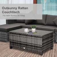 Gartentisch Beistelltisch Balkon wetterfest Polyrattan grau
