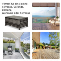 Gartentisch Beistelltisch Balkon wetterfest Polyrattan grau