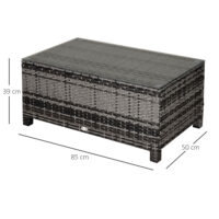 Gartentisch Beistelltisch Balkon wetterfest Polyrattan grau
