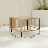 Gartentisch Polyrattan quadratisch wetterfest mit Glasplatte