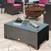 Gartentisch Beistelltisch Polyrattan für Garten und Balkon schwarz