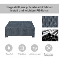 Gartentisch Beistelltisch Polyrattan für Garten und Balkon schwarz