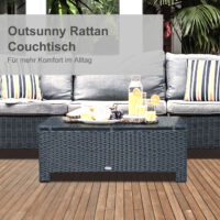 Gartentisch Beistelltisch Polyrattan für Garten und Balkon schwarz