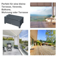 Gartentisch Beistelltisch Polyrattan für Garten und Balkon schwarz