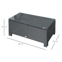 Gartentisch Beistelltisch Polyrattan für Garten und Balkon schwarz