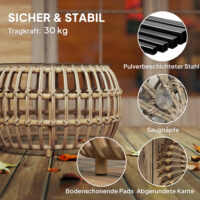 Gartentisch rund 2er Set Polyrattan wetterfest mit Glasplatte braun