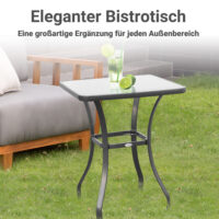 Gartentisch rund für Balkon Glas Metall schwarz