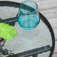 Gartentisch rund klappbar mit Glasplatte für Balkon schwarz