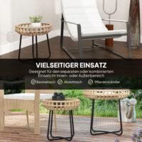 Gartentisch rund 2er Set Polyrattan wetterfest braun