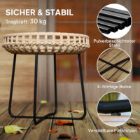 Gartentisch rund 2er Set Polyrattan wetterfest braun