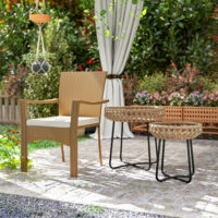 Gartentisch rund 2er Set Polyrattan wetterfest braun