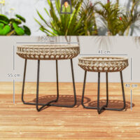Gartentisch rund 2er Set Polyrattan wetterfest braun