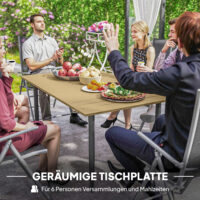 Gartentisch wetterfest mit Schirmloch Stahl braun