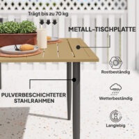 Gartentisch wetterfest mit Schirmloch Stahl braun