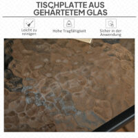 Gartentisch wetterfest rutschfest mit Schirmloch Stahl schwarz