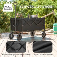Gartenwagen klappbar mit herausnehmbarer Plane 100kg schwarz