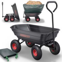 Praktischer Gartenwagen mit Kippfunktion für einfaches Entladen.