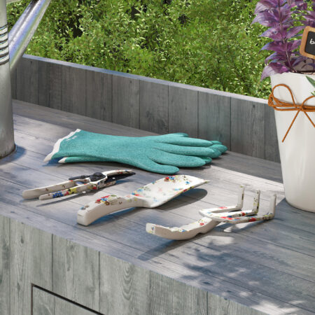 Gartenwerkzeug Set 3-teilig mit Kelle Rechen und Schere Metall