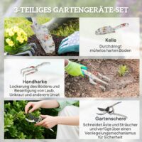 Gartenwerkzeug Set 3-teilig mit Kelle Rechen und Schere Metall