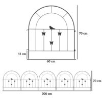 Gartenzaun Gitterzaun dekorativ 300x70cm Stahl schwarz